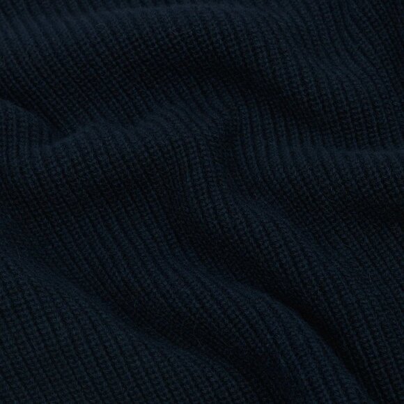 Drake's Navy Alpaca Lambswool Ribbed Integral Collar Jumper/Sweater, Size Small - Picture 5 of 5